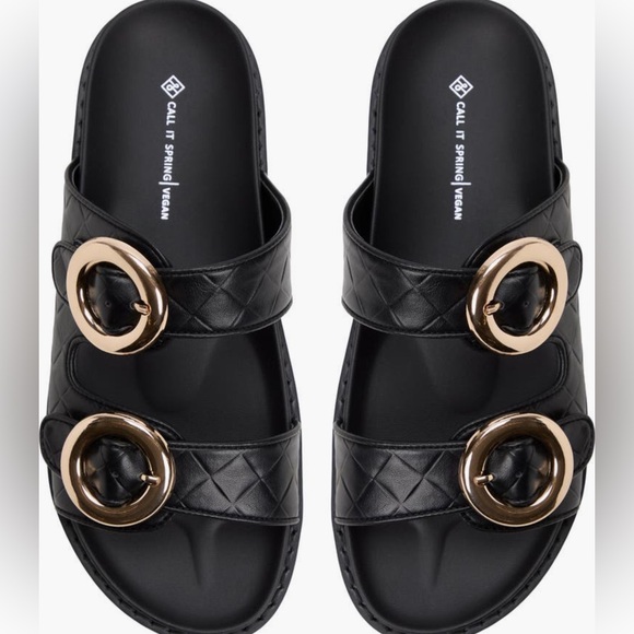 ALDO CALL IT SPRING BLACK SANDALS SIZE 7 NEW - Picture 2 of 4